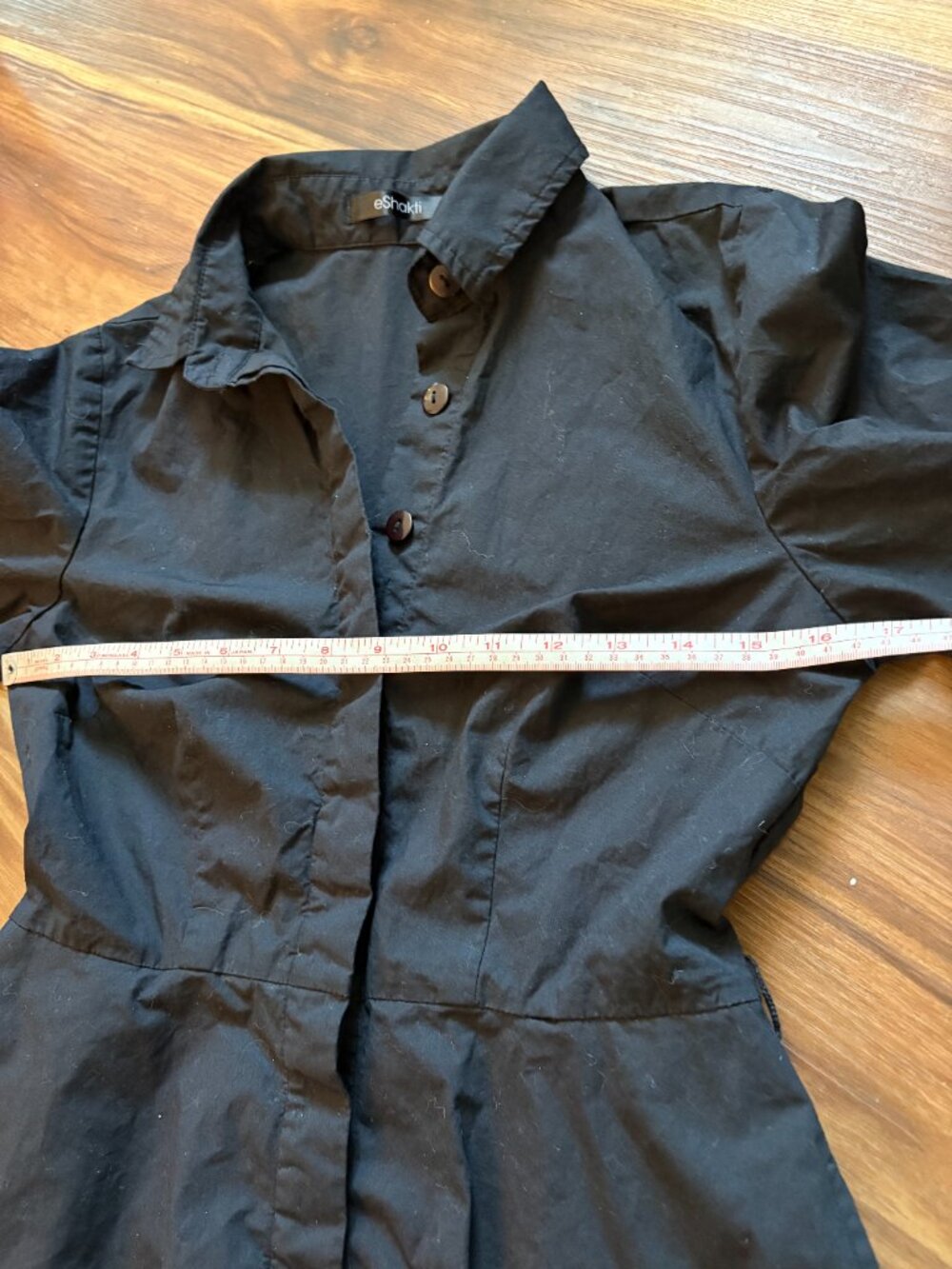Black midi shirtdress with pockets - Picture 4 of 8